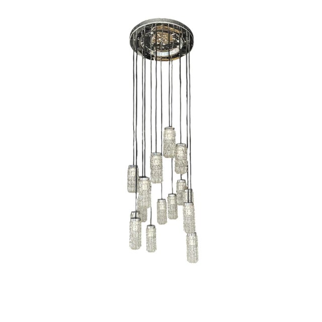 Glass Mid-Century Crystal and Chrome Ceiling Light from Raak Amsterdam, 1965 For Sale - Image 7 of 7