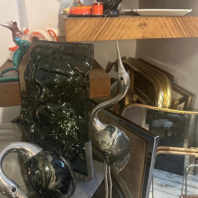 Two 1960s Modern Silver Plated Sculptures of Herons by De Stijl Firenze For Sale - Image 11 of 16