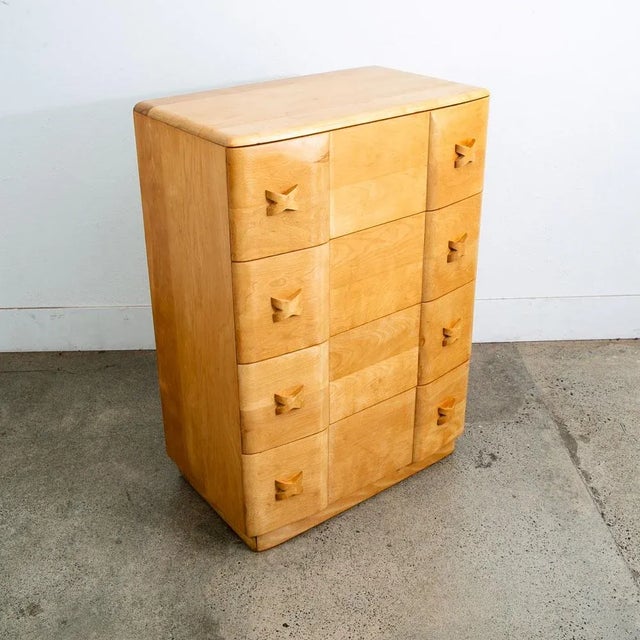 Wood 1960s Mid Century Modern Highboy Dresser Maple 4 Drawer Heywood Wakefield Rio Vintage For Sale - Image 7 of 12