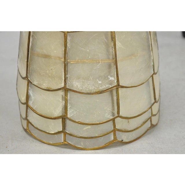 Vintage Italian Hollywood Regency Capiz Shell Gold 7.25 Round Clip on Lamp Shade For Sale - Image 15 of 18
