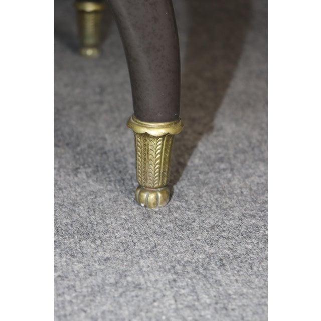 Pair French Empire Style Ebonized & Brass Mounted Upholstered Benches For Sale - Image 10 of 10