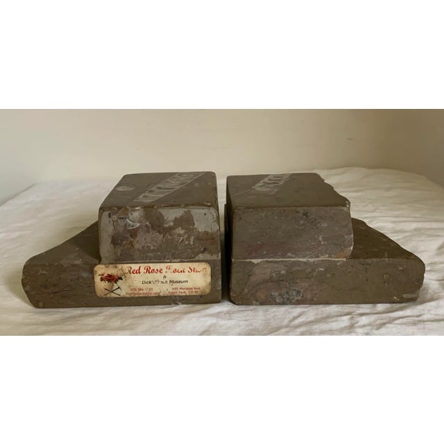 Stone Vintage Natural Limestone With Fossils Bookends - a Pair For Sale - Image 7 of 8