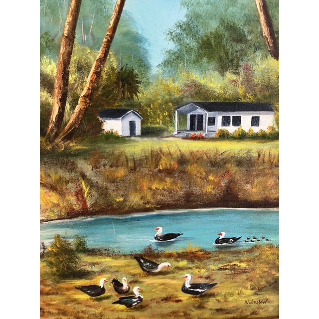 Large Vintage Florida Landscape Painting by M. Winslow For Sale In Orlando - Image 6 of 11