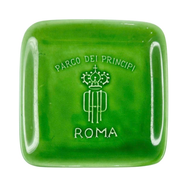 Vintage Parco Dei Principi Rome Ashtray Green Ceramic Hotel Catchall Italy For Sale In Washington DC - Image 6 of 9