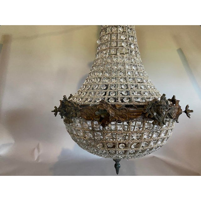 1970s French Louis XVI Charcoal Bronze Crystal Chandelier For Sale - Image 4 of 18