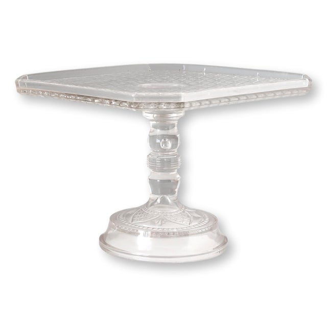 Traditional Vintage Pressed Glass Cake Stand For Sale - Image 3 of 6