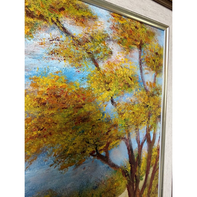 1970s Vintage Impressionist Autumn Landscape Oil on Masonite Board – Framed For Sale - Image 13 of 14