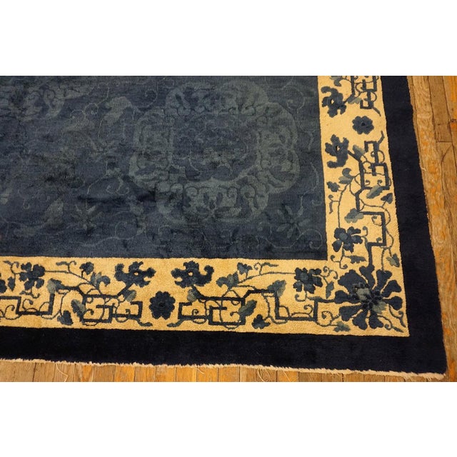 Spectacular Royal Blue Open Field in Allover-Floral Antique Chinese Peking Rug For Sale - Image 11 of 12
