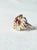Vintage Mid-Century 18k Yellow Gold Garnet and Diamond Flower Cluster Ring, Size 7 For Sale - Image 9 of 12