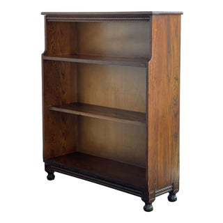 Vintage Primitive Waterfall Bookcase Solid Walnut With Ball Feet For Sale