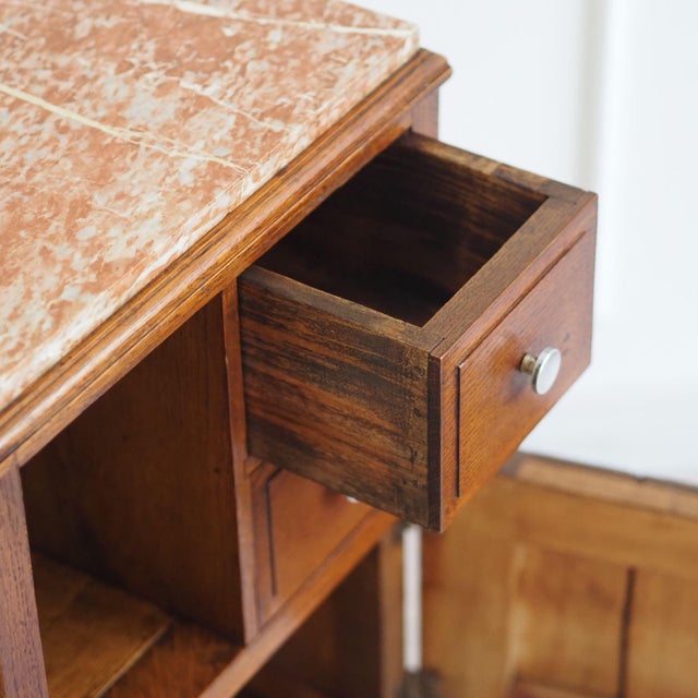 French Art Deco Bedside Table with Red Marble Top For Sale - Image 9 of 15