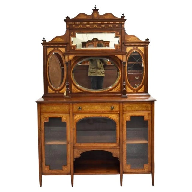 Victorian Sideboard in Mahogany Inlaid with Mirror Back, 1890 For Sale - Image 9 of 9