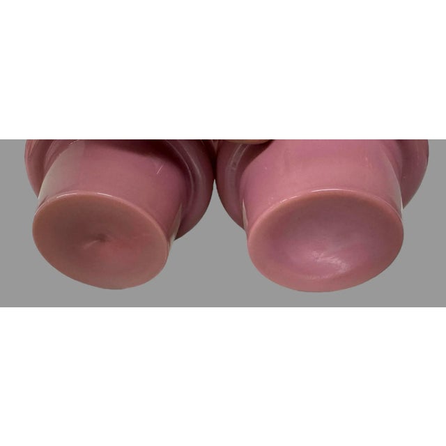 Pair of Antique Victorian Pink Opaline Art Glass Oil Lamp Fonts For Sale - Image 11 of 12