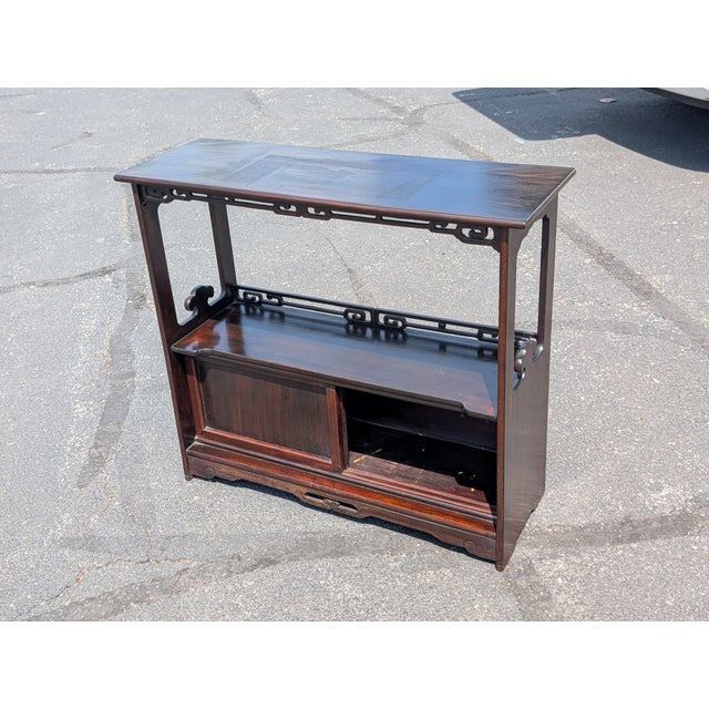 Early 20th Century Chinese Carved Wooden Display Cabinet/ Console Table For Sale - Image 4 of 9