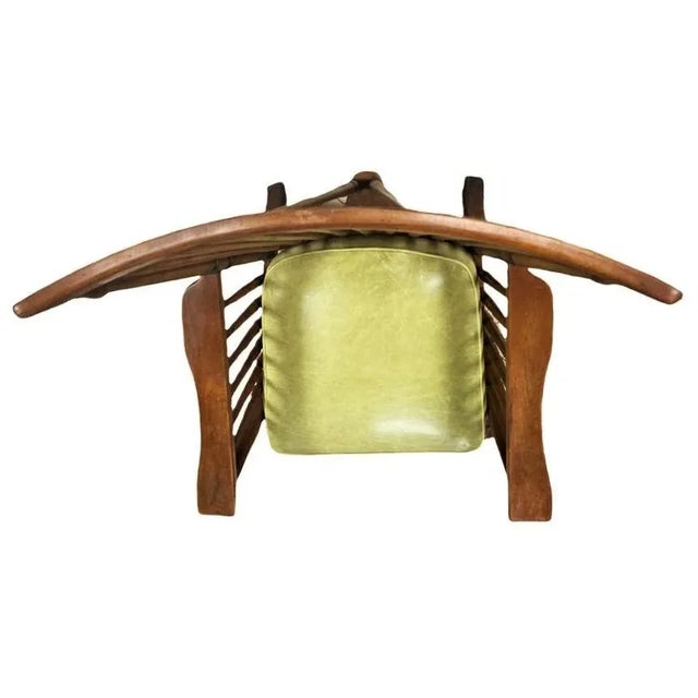 1920s Stickley Brothers Signed Antique Maple Windsor Chair With New Leather and Textile Seat and Back Cushions - Grand Rapids - 1920s For Sale - Image 5 of 11