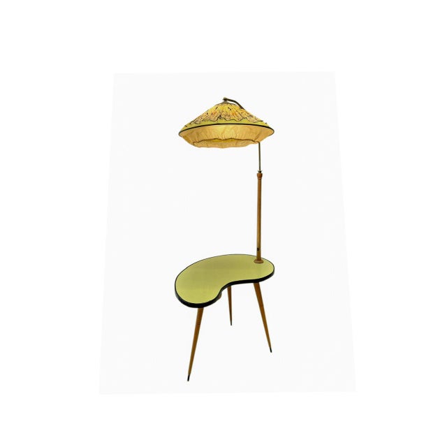 Vintage Kidney Table with Floor Lamp, France, 1950s For Sale - Image 16 of 16