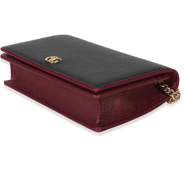 Gucci Black Red Dollar Calfskin GG Chain Wallet For Sale In New York - Image 6 of 7
