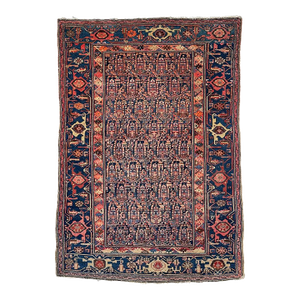 Mother-Daughter Boteh Village Antique Rug 4.4 x 6.3