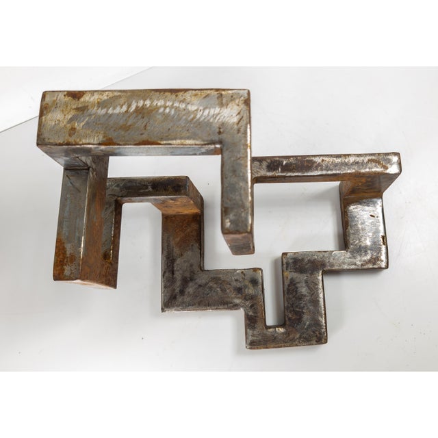 Mid-Century Modern Abstract Brutalist Geometric Steel Sculpture, Unsigned For Sale - Image 10 of 10
