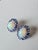 Modern Set in 18k White Gold, Ethiopian Opal, Tanzanite & Diamonds Modern Stud Earrings, Pair For Sale - Image 3 of 11