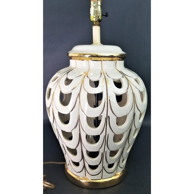 Boho Chic Vintage Ceramic Table Lamp 2 Light by Sunset Cosco For Sale - Image 3 of 12