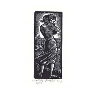 1951 Fritz Eichenberg Waiting From Long Loneliness by Dorothy Day Wood Engraving For Sale