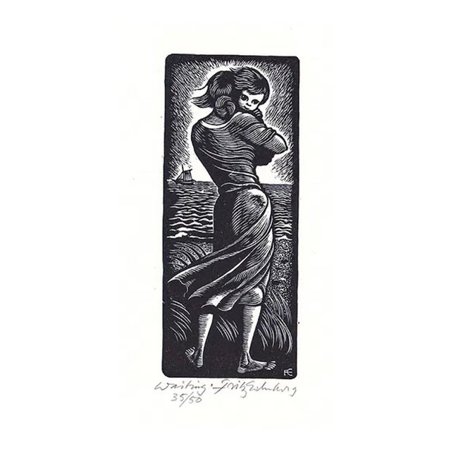 1951 Fritz Eichenberg Waiting From Long Loneliness by Dorothy Day Wood Engraving For Sale