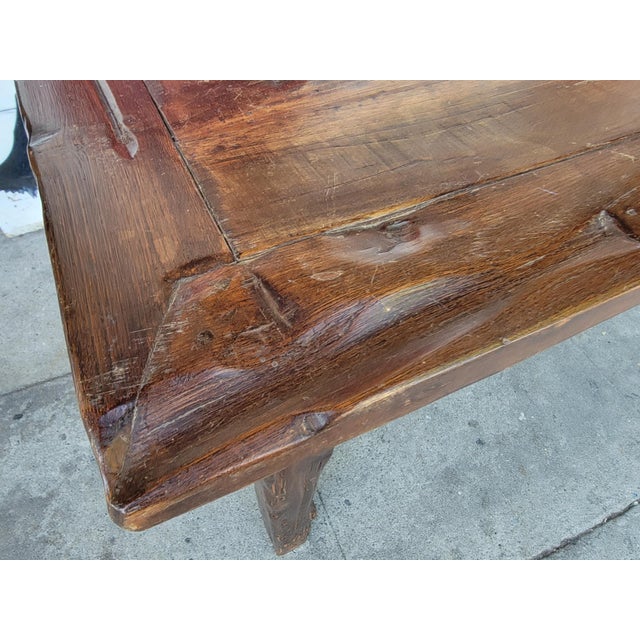 1980s Rustic Solid Wood Dining Table For Sale - Image 13 of 18