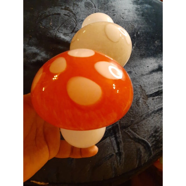 Pair of Vintage Art Glass Mushroom Figurines For Sale - Image 4 of 8