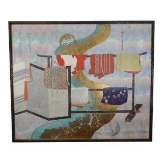 1960s Vintage Philip Standish Read "Japanese Silk" Painting For Sale