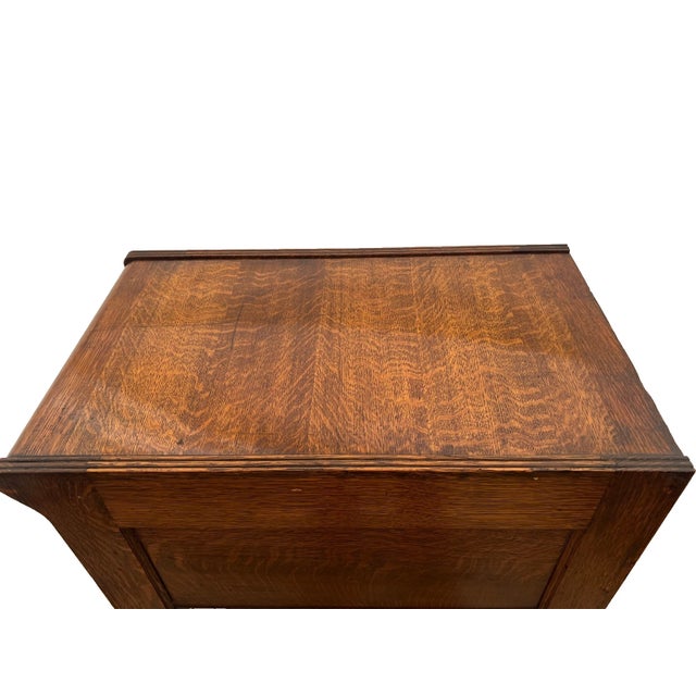 Antique Yawman and Erbe File Cabinet Four Drawers Quarter Sawn White Oak For Sale - Image 9 of 14