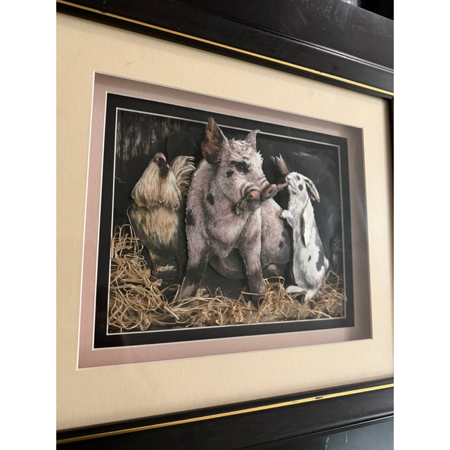 1980s Pig Rabbits and Carrots Pop Up Mid-Century Bogart Hand Painted For Sale - Image 4 of 6