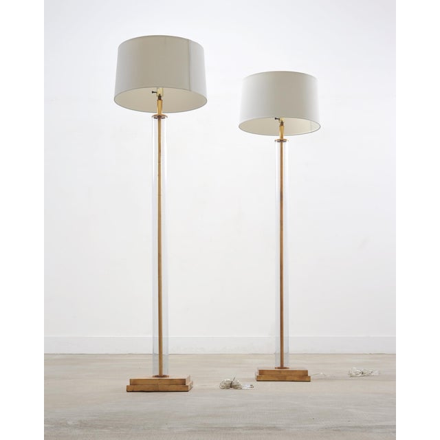 Late 20th Century Late 20th Century Pair of Charles Hollis Jones Style Lucite Column Floor Lamps For Sale - Image 5 of 17