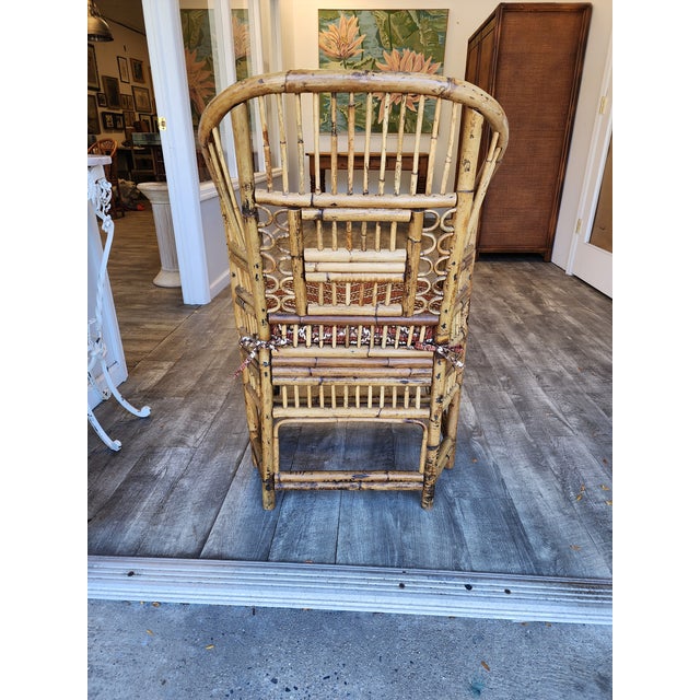 1970s Vintage Brighton Pavilion Burnt Bamboo & Rattan Armchair For Sale - Image 12 of 16