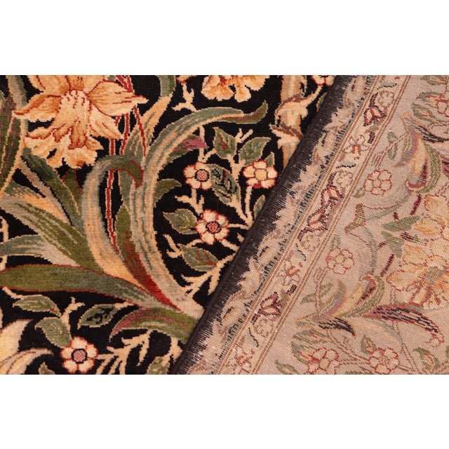 Shabby Chic 1990's Pak-Persian Black/Taupe Wool Rug - 6'1'' X 9'1'' For Sale - Image 4 of 9