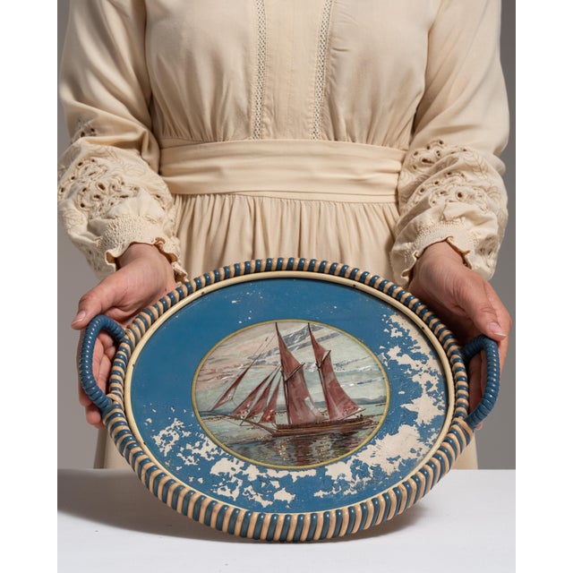 Mid 20th Century United Kingdom Blue Glass Tray For Sale - Image 14 of 15