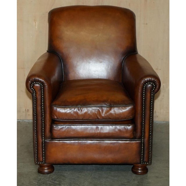 Vintage English Sofa and Chairs in Brown Leather, Set of 3 For Sale - Image 13 of 18