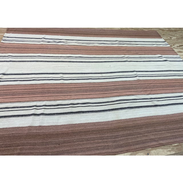 Textile Vintage Persian Mazandaran Kilim Carpet For Sale - Image 7 of 9