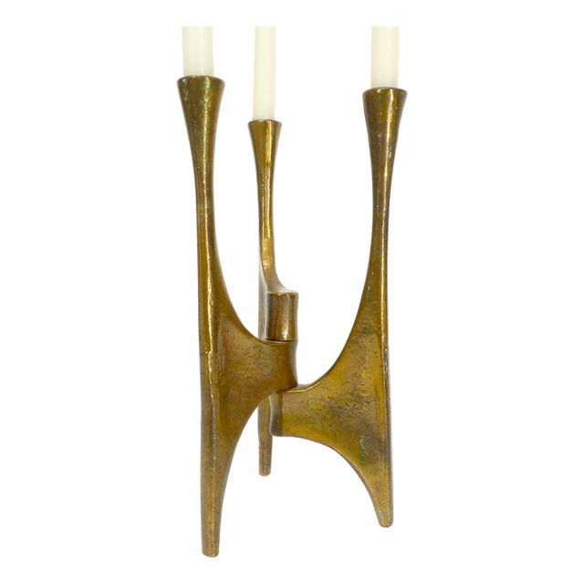 Brutalist Tripod Chandelier in Bronze attributed to Michael Harjes, Germany, 1960 For Sale
