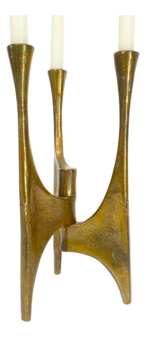 Brutalist Tripod Chandelier in Bronze attributed to Michael Harjes, Germany, 1960