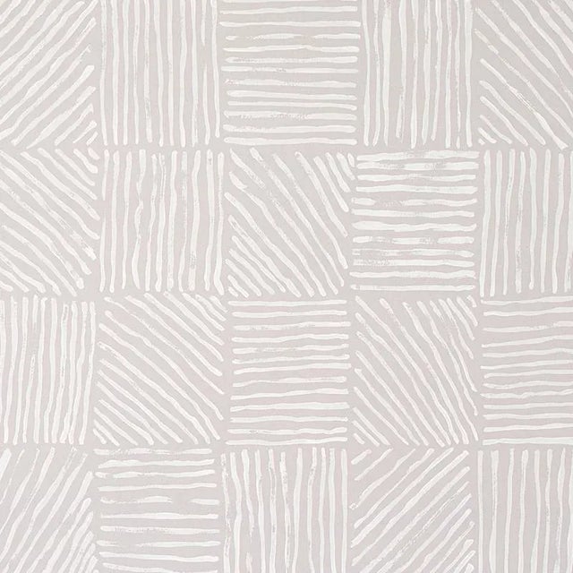Schumacher X Caroline Z Hurley Katama Wallpaper in Ivory on Stone - Sample For Sale