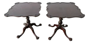 Imperial Chippendale Carved Mahogany Ball and Claw Feet Side Tables a Pair 5903