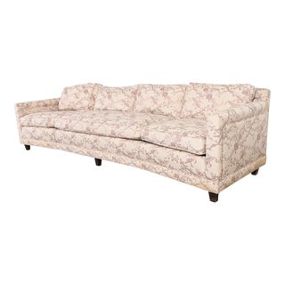 Michael Taylor for Baker Furniture Mid-Century Modern Curved Long Low Sofa for Reupholstery For Sale