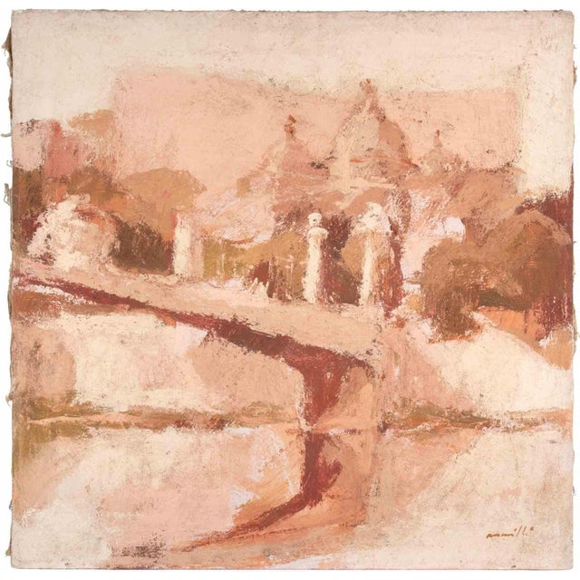 Franco Marzilli, View of Rome, Oil Painting, 1970s For Sale
