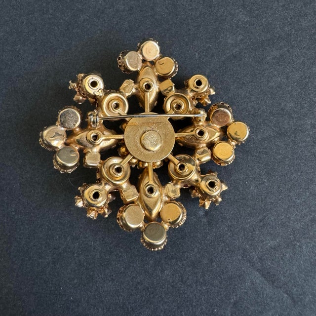 Weiss Weiss Bracelet & Brooch Set Demi Parure Orange Cabochon Aurora Borealis Crystal Rhinestone For Sale - Image 4 of 11