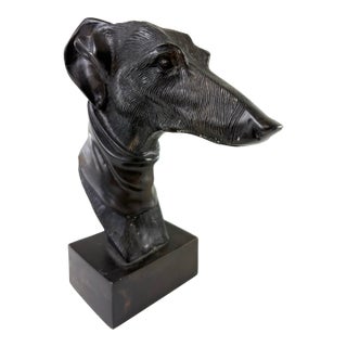 Late 20th Century Bronze Sculpture Bust of a Whippet For Sale