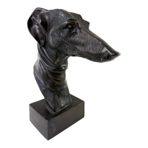 Late 20th Century Bronze Sculpture Bust of a Whippet