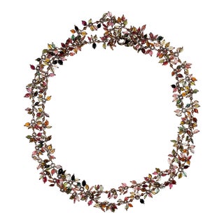 Ajd 40 Inch Multi Color Tourmaline Dangles on Versatile Goldy Chain Great Gift For Sale