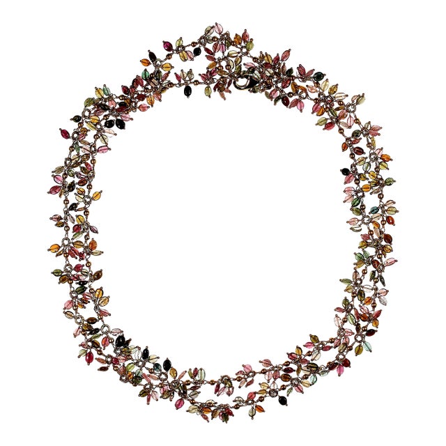 Ajd 40 Inch Multi Color Tourmaline Dangles on Versatile Goldy Chain Great Gift For Sale