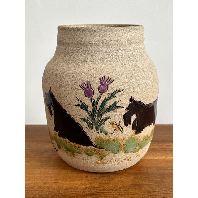 2010s Contemporary Alicia Daily Stoneware Pottery Vase With Scottie Dogs For Sale - Image 5 of 11